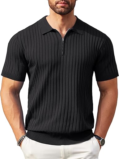 Zipper Polo Short Sleeve BLACK