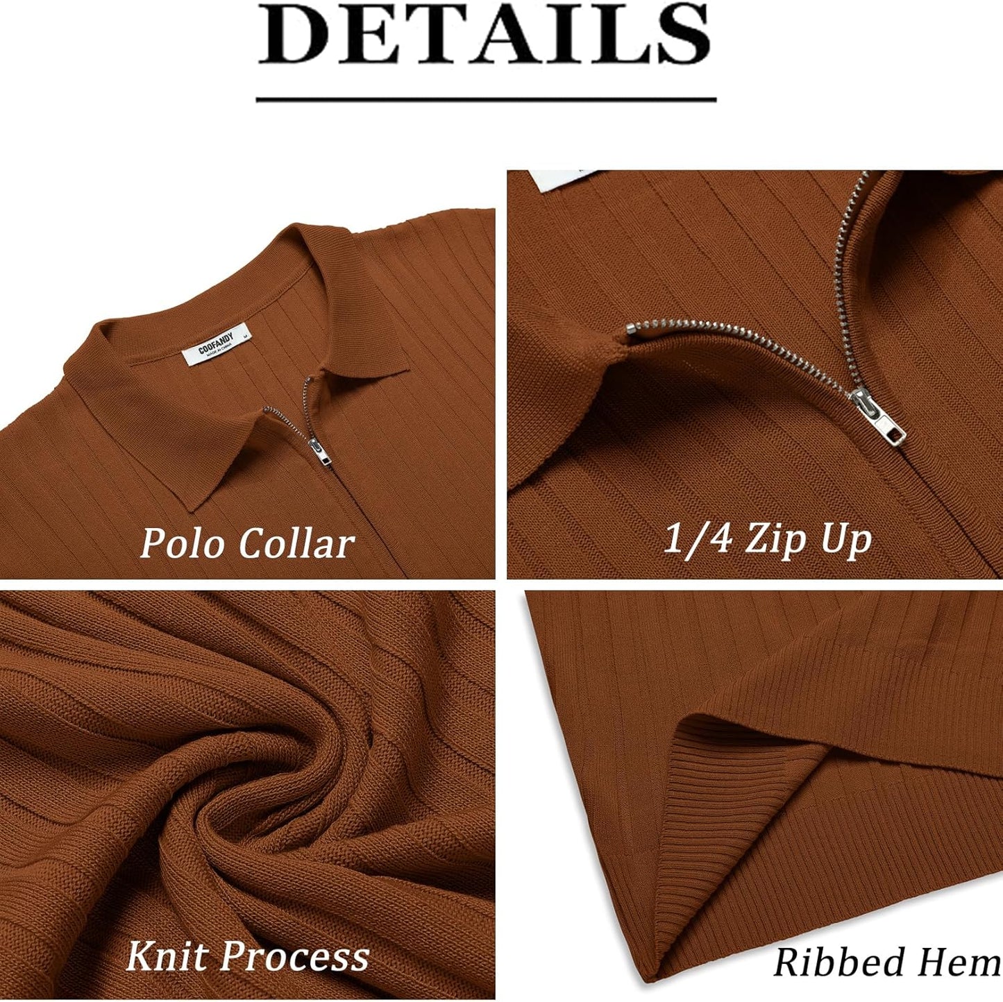 Brown Old-Money Zipper Polo-Shirt