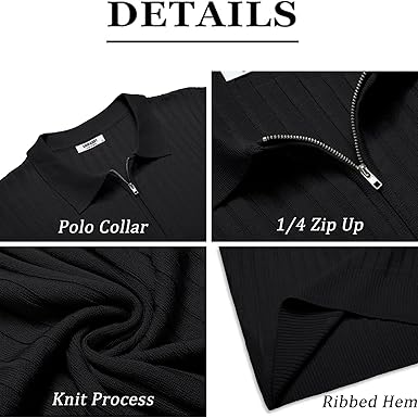Zipper Polo Short Sleeve BLACK