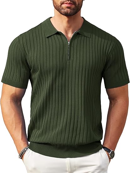Olive Green Zipper Polo Spain