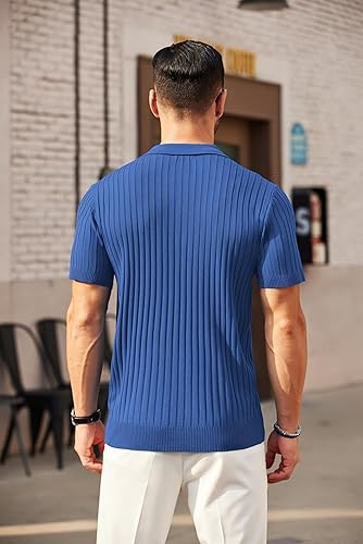 Zipper Polo Short Sleeve Royal blue