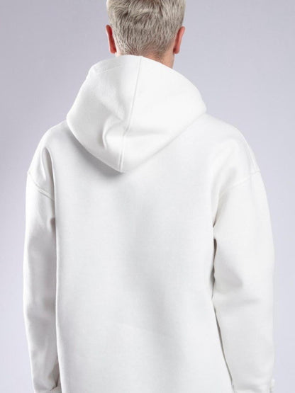 White Hoodie Premium Fleeced Pullover