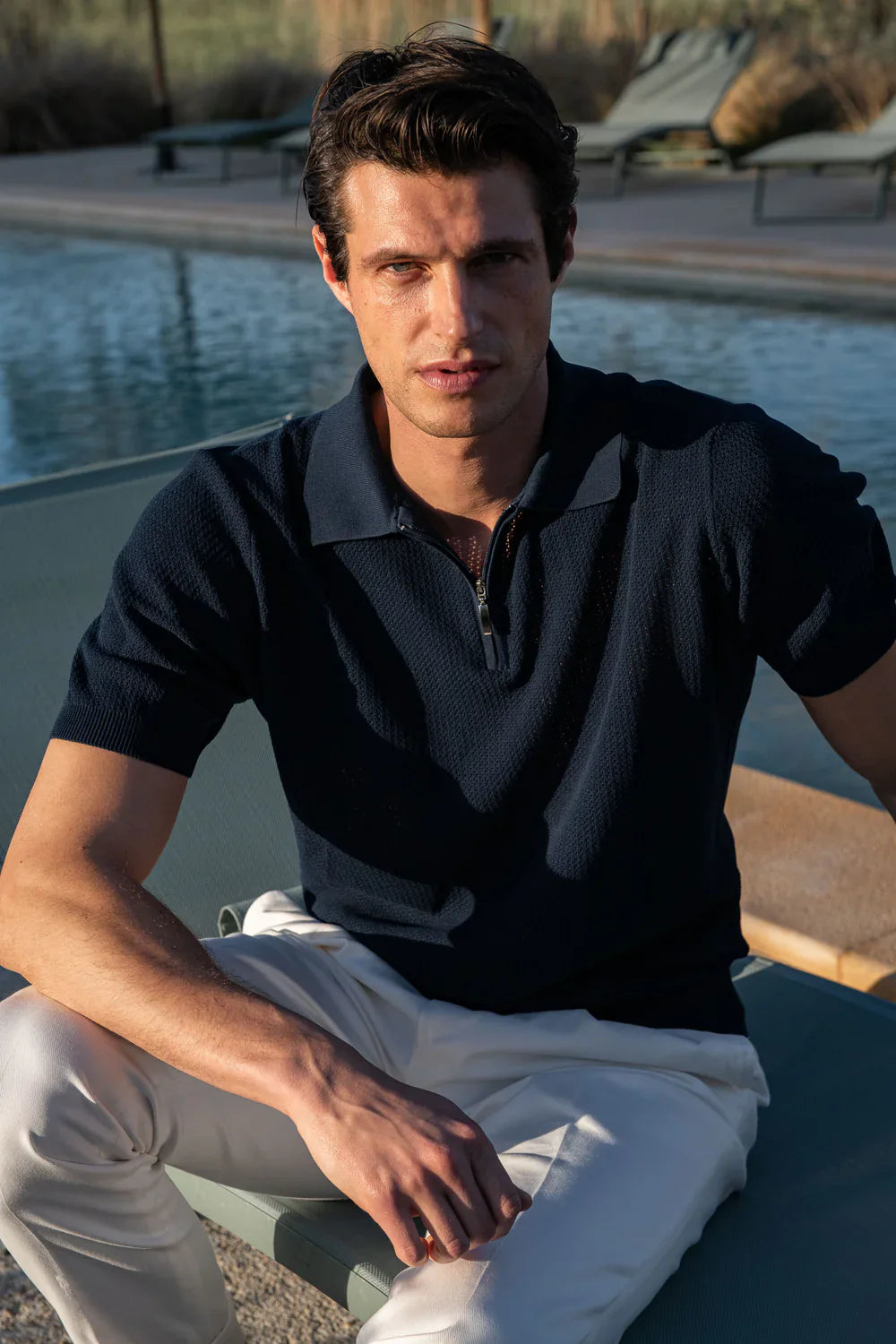 FRANCIS BLUE ZIPPER POLO-SHIRT